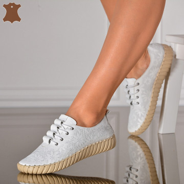 Pantofi Dama Piele Naturala Asteria Albi- Need 4 Shoes
