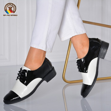 Pantofi Dama Piele Naturala Catrina Alb/Negru- Need 4 Shoes
