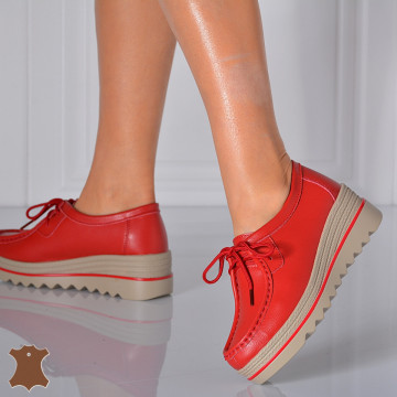 Pantofi Dama Piele Naturala Corso 4 Rosii- Need 4 Shoes