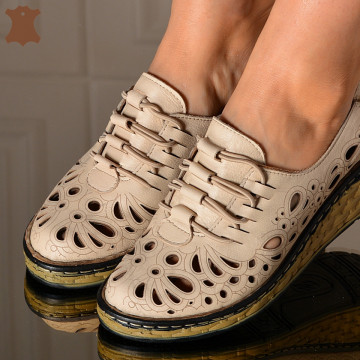 Pantofi Dama Piele Naturala Emy Bej- Need 4 Shoes
