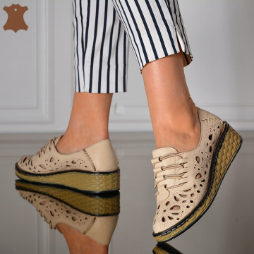 Pantofi Dama Piele Naturala Emy Bej- Need 4 Shoes