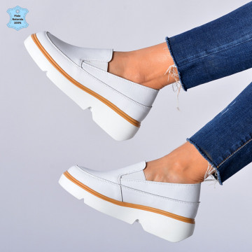 Pantofi Dama Piele Naturala Isadora Albi- Need 4 Shoes