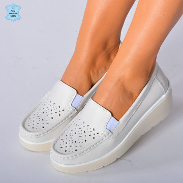Pantofi Dama Piele Naturala Iuliana Albi- Need 4 Shoes