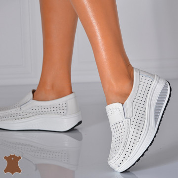 Pantofi Dama Piele Naturala Albi - Need 4 Shoes