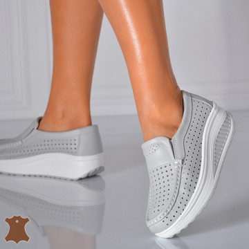 Pantofi Dama Piele Naturala Jet Gri- Need 4 Shoes
