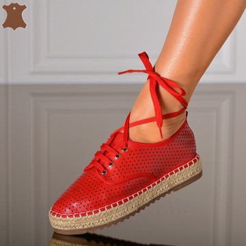 Pantofi Dama Piele Naturala Mera Rosii- Need 4 Shoes