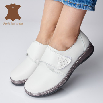 Pantofi Dama Piele Naturala Mirna Albi- Need 4 Shoes