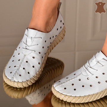 Pantofi Dama Piele Naturala Noemy Albi- Need 4 Shoes