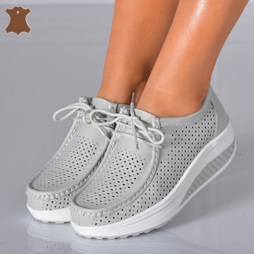Pantofi Dama Piele Naturala Zena 4 Gri- Need 4 Shoes