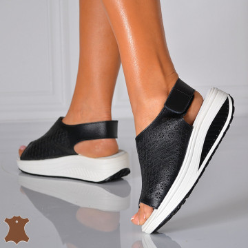 Sandale Dama Piele Naturala Amina Negre- Need 4 Shoes