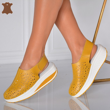 Sandale Dama Piele Naturala Elma Mustar- Need 4 Shoes