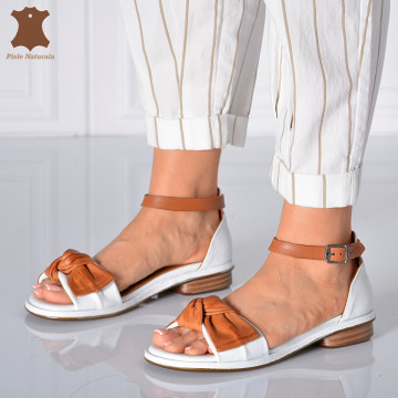 Sandale Dama Piele Naturala Eniko Albe- Need 4 Shoes