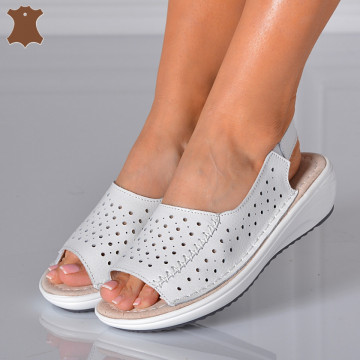 Sandale Dama Piele Naturala Lidy Albe- Need 4 Shoes