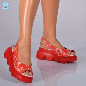 Sandale Dama Piele Naturala Regis 3 Rosii- Need 4 Shoes