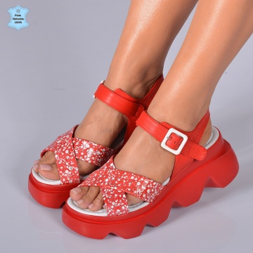 Sandale Piele Naturala Riena 2 Rosii- Need 4 Shoes