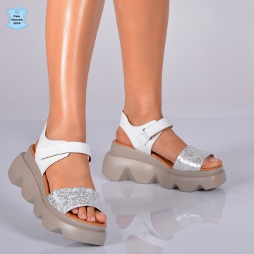 Sandale Piele Naturala Riva Argintii- Need 4 Shoes