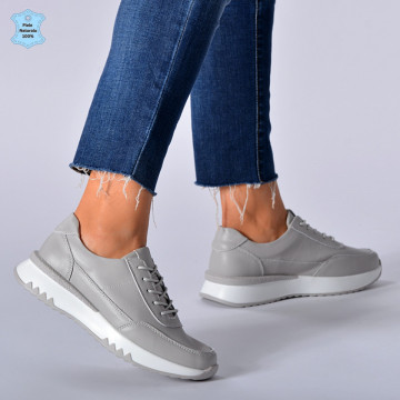 Adidasi Dama Piele Naturala Alexandra Gri- Need 4 Shoes