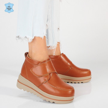 Ghete Dama Imblanite Piele Naturala Ilinca 2 Camel- Need 4 Shoes