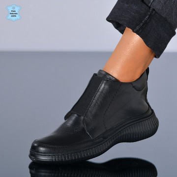 Ghete Dama Piele Naturala Leni Negre - Need 4 Shoes