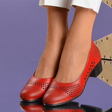 Pantofi Cu Toc Piele Naturala Alonzo Red - Need 4 Shoes
