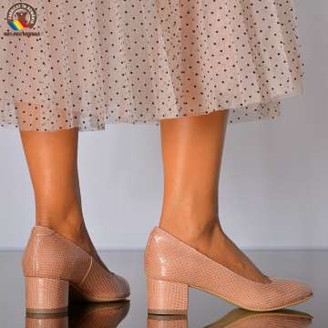 Pantofi Cu Toc Piele Naturala Delia Bej - Need 4 Shoes