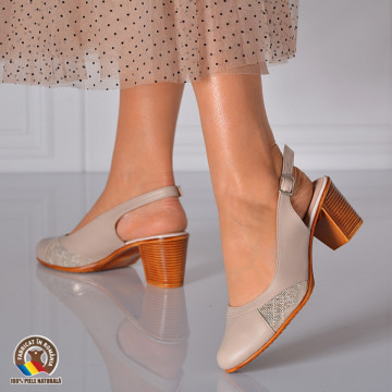 Pantofi Cu Toc Piele Naturala Gladis Nude-Need 4 Shoes