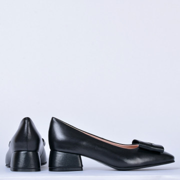 Pantofi Cu Toc Piele Naturala Iness Negri- Need 4 Shoes