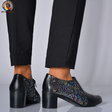 Pantofi Cu Toc Piele Naturala Reno 4 Negri-Need 4 Shoes