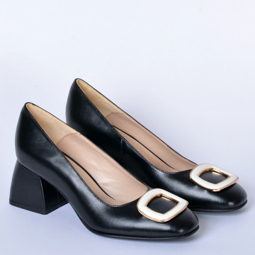 Pantofi Cu Toc Piele Naturala Viola Negri- Need 4 Shoes