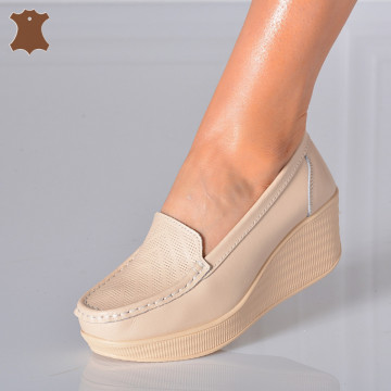 Pantofi Dama Piele Naturala Arien  Bej- Need 4 Shoes