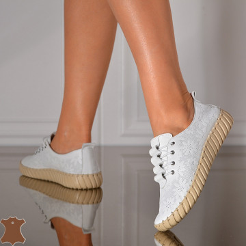 Pantofi Dama Piele Naturala Asteria Albi- Need 4 Shoes