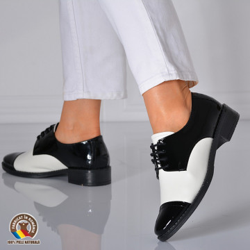 Pantofi Dama Piele Naturala Catrina Alb/Negru- Need 4 Shoes