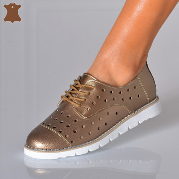 Pantofi Dama Piele Naturala Demy Bronz- Need 4 Shoes