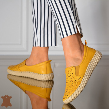 Pantofi Dama Piele Naturala Doti Mustar- Need 4 Shoes