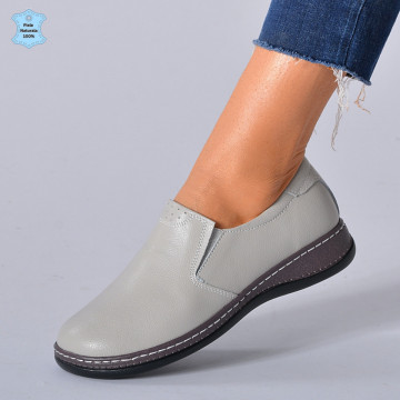 Pantofi Dama Piele Naturala Eclat Gri - Need 4 Shoes