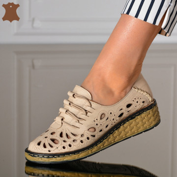 Pantofi Dama Piele Naturala Emy Bej- Need 4 Shoes