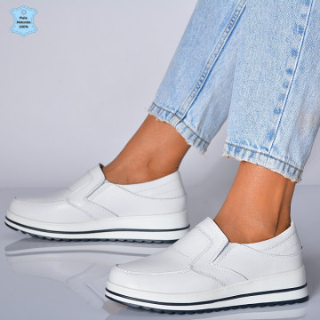 Pantofi Dama Piele Naturala Florena Albi- Need 4 Shoes