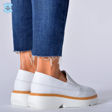 Pantofi Dama Piele Naturala Isadora Albi- Need 4 Shoes