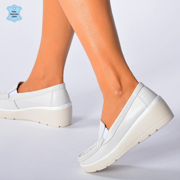 Pantofi Dama Piele Naturala Iuliana Albi- Need 4 Shoes