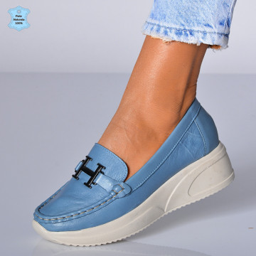 Pantofi Dama Piele Naturala Livia Albastri- Need 4 Shoes