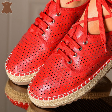 Pantofi Dama Piele Naturala Mera Rosii- Need 4 Shoes