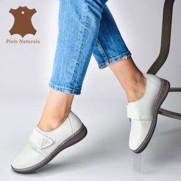 Pantofi Dama Piele Naturala Mirna Albi- Need 4 Shoes