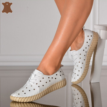 Pantofi Dama Piele Naturala Noemy Albi- Need 4 Shoes