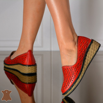 Pantofi Dama Piele Naturala Rain Rosii- Need 4 Shoes