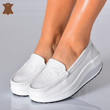 Pantofi Dama Piele Naturala Zena 2 Albi- Need 4 Shoes 