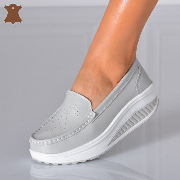 Pantofi Dama Piele Naturala Zena 2 Gri- Need 4 Shoes - Need 4 Shoes