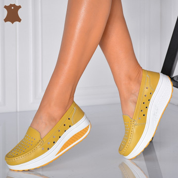 Pantofi Dama Piele Naturala Zena 3 Galbeni- Need 4 Shoes - Need 4 Shoes