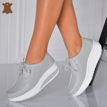 Pantofi Dama Piele Naturala Zena 4 Gri- Need 4 Shoes