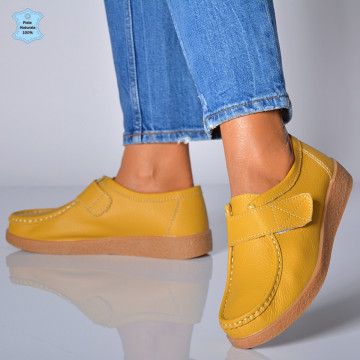 Pantofi Dama Piele Naturala Zora 4 Galbeni- Need 4 Shoes