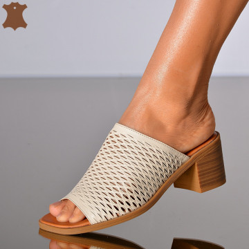 Papuci Dama Piele Naturala Pamela Bej- Need 4 Shoes